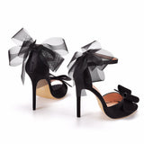 11 Cm Sexy Large-Size Net Yarn Bow Bow Fish Mouth High Heel Sandals Shallow Word With Round Head Sandals 4546 Yards HZ0115