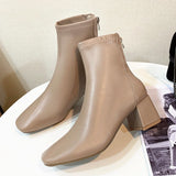 Martin Boots Women 2025 New Female Boots Winter Head Behind The Zipper Short Boots Women's Thick And Middle Boots Children HZ0115