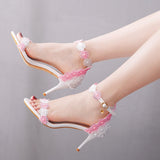 7 Cm With Light Mouth Fine Heel Sandals Bead Size Summer Sandals Wedding Dress High Heel Sandals HZ0115