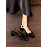 2025 Summer New Bow With Bag Head Sandals Women's Fashion Thick Side Head Mary Jane Single Shoes HZ0115