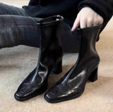 Korean Version Of High-Heelan Head Thin Boots Short Boots Women Coarse And Retro Martin Boots English Style Short-Sleet Single Boots HZ0115