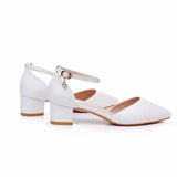 4 Cm Thick Heel Tip Small White Shoes Low Thick Heel In Hollow Sandals Spring Square Heel Women's Shoes White Bridal Shoes HZ0115