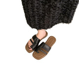 Design A Small-Sense Brown Jacket Slippers In Autumn And Winter Wearing Seaside Beach Cool Drag Soft-Soled Women Shoes Roman Shoes HZ0115