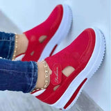 Large-Size Casual Women's Single Shoes 2025 Spring New Color Magic Stick Thick Bottom Breathable Mesh Single Shoes HZ0115