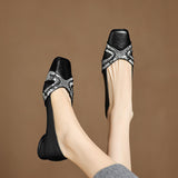 Fashion Retro Low-Heeled 3CM Single Shoe 2025 Autumn New Hand-Woven Square Shallow Thick Fashion Single Shoes HZ0115