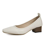 2025 Spring And Summer New Small Heels Simple Lady Temperament Soft Leather Do Not Sharpen The Tip Of The Single Shoe Low Heel High Heels HZ0115