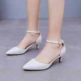 5 Cm Large-Size Sandals Fine Heel Point White Matur PU Wedding Shoes Sandals White High Heels Bridal Shoes HZ0115
