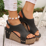 Slope Heel Sandals Women's Shoes 2025 Summer New Leisure Thick-Sed Fish Mouth Magic Stick Slope Sandals HZ0115
