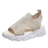 Fly Weaving Splicing Sports Sandals Women 2025 Summer New Korean Version Of Net Yarn Hollow Women's Shoes Casual Thick-Soled Fish Mouth Women's Shoes HZ0115