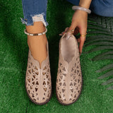 2025 Spring And Summer Breathable Hollow Mother Sandals Women Flat-Bottomed Soft Base Size 42 Middle-Aged Women's Hole Shoes HZ0115