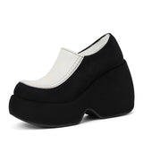 Thick-Soled Pine Soles Of Lefu Shoes 10Cm Slope Heel Single Shoes Round Head Small Height Height Waterproof Platform Deep Mouth High Heels HZ0115