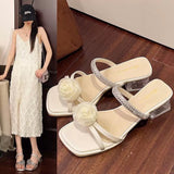 2025 Summer New Word Water Diamond Mountain Tea Transparent Crystal And Temperament And High And Cool Slippers Woman HZ0115