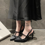 Spring And Autumn 2025 New Sharp-Colored Silk Satin Light Mouth With Back Air Water Drill High Heel Women's Fine Heel Single Shoes HZ0115
