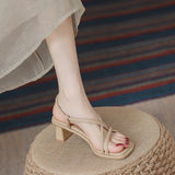 Beautiful Sandals Women's 2025 Summer New Wear Fairy Wind Coarse French Small High Heels HZ0115