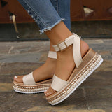 2025 Spring And Summer Women's Large Size Hemp Rope Bottoms Thick-Soled Women Sandals Lady Buckle Slope And Fish Mouth Women Sandals HZ0115