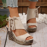2025 Summer New Women's Slope And Thick-Soled Sandals Large-Size Fish Mouth Suzu Side Zipper Sandals HZ0115