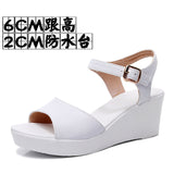 Head Layer Of Cow Skin Summer New Thick-Bottomed Beach 11CM Slopes And Women's Sandals High Heel Waterproof Table Comfortable Pine Pastry Fish Mouth Shoes HZ0115