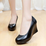 Cowleel Round Head Pedal Women's Shoes With High Heel Heel Singles Thick-Sed Waterproof Table Is Installed In The Work Of Shallow-Mouthed Shoes HZ0115