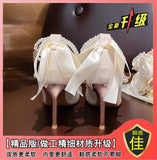 French High Heels Femininity Sexy Cheongsam Shoes Dress Shoes Women White Gentle Wedding Shoes Bridal Shoes HZ0115