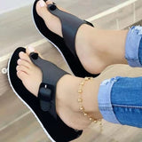 Women's Leisure Slope And Thick Bottom Clip Slippers Large-Size Slippers Solid Color Thick Bottom Leisure Slippers HZ0115