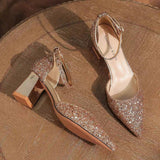 Wedding Shoes Crystal Shoes Women Wedding Shoes White Wedding Shoes Coarse Hedliers Buckle High Heels HZ0115