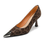 Vintage Light Luxury Women's Shoes High-End Leopard Design Fine Heel Head Light Work Commuting Fashion High Heels HZ0115