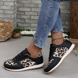 Sneakers Large Code New Splicing Tie Sneakers 2025 Low-Top Leopard-Print Sports Casual Shoes Women HZ0115