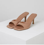 2025 Summer New Large Square Head High Heels Fashion Thin Heel Cool Drag Wearing A Word And A Half Slippers HZ0115