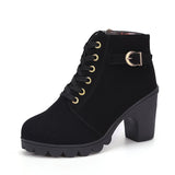 Martin Boots Women's Mid-Autumn 2025 Roundhead Coarse And Short Boots Size High Heel With Side Zipper Fashion HZ0115