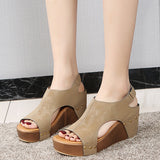 2025 Spring And Summer New Rivet Slope And Fish Mouth Sandals Women Large Size Waterproof Table Hollow Thick-Soled Women Sandals HZ0115