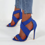 2025 Summer New Fashion Sexy Word Cross-Head With Sharp Tip Ultra-High Fine Sandals Large Size HZ0115