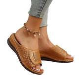 2025 New Large-Size Slope Heel Sandals Women's Wide Strip With Breathable Casual Shoes Pure Color Slope Heel Women's Shoes HZ0115