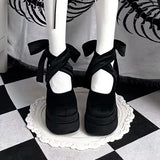 Black High-Heeled Autumn Winter New Waterproof Table Thick-Heeled Barbie Single Shoes Lolita Mary Cherish Shoes Children HZ0115