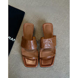 French Coarse-Head Half-Dragging Woman New Summer Wear Retro Beautiful Word Drag Roman Sandals Without Tired Feet HZ0115