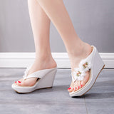 Large Size Flower Slope Sandals Beach Flip-Flops Flower Women Sandals Wish HZ0115