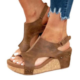 Large Size Wish New Lady Slope With Fish Mouth Thick Sole Rivet Sandals HZ0115
