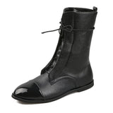 New Large-Size Female Boots English Flying Autumn And Winter New Products And Leisure Boots Tie Splicing Short Martin Boots HZ0115