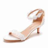 5 Cm Lace Flower Wedding Shoes Shallow Mouth With Sandals Fine And White Buckle Sandals Princess Sandals HZ0115