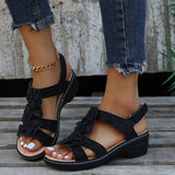 Summer 2025 New Hollow Slope And Fish Mouth Flowers Leisure Comfortable Large Size Sandals Women HZ0115