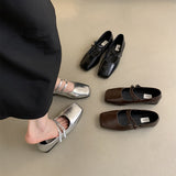 French Evening Wind Silver Singles Shoes Women's Flat Bottom 2025 Spring New Temperament Fairy Commuter Shallow Mouth Mary Jane HZ0115