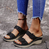 Large-Size Spring And Summer New Retro Leisure Flowers Water Drilling Slope With A Word Of Women's Slope And Slippers HZ0115