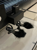 Square-Head Coarse Heeled Fairy Summer Wear 2025 New Fine Heel Buckle With Toe Feather Sandals HZ0115