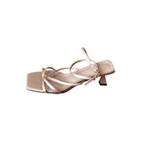 Purple Silk And Satin With Sandals In The New Square High Heels In Summer HZ0115