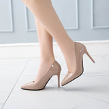 Spring 2025 New Sharp-Cut Patent Leather Solid Color Bag Head Pedal Shallow High Heels Commuting Interview French Career HZ0115