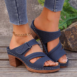 2025 New Summer Slope And Fish Mouth Slippers Women's Casual Large-Size Coarse And Slippers With Solid Color HZ0115