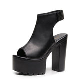 Ultra-High Heel 14 Cm Roman Sandals Women's Banquet Wearing Fish-Mouthed Shoes Thick-Soled Waterproof Trolley Model Model Show Shoes HZ0115