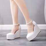 Slope Hed Sandals Women's Summer 2025 New Comfortable White Thick-Soled Round Head High-Heeled Waterproof Table Casual Women's Sandals HZ0115