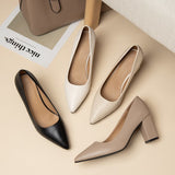 Coarse Heel High-Heeled High-Heeled Women's Comfortable Work Etiquette Business Dress Korean Version Of Pure Leather Shoes Four Seasons HZ0115