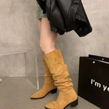 Sharp-Headed High-Heeled Kaqi Heap Boots Boots Women's Shoes 2025 New Spring And Autumn Winter Thin Long-Sleeve Knight Boots HZ0115