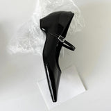 British Wind Patent Leather Tip Commuting High Heel Shoes Single Shoes To Increase The Word Buckle Temperament Mary Precious Shoes HZ0115